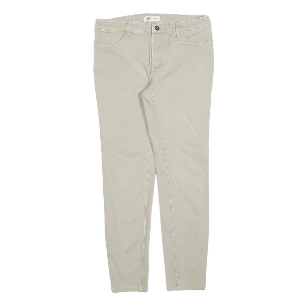 DICKIES Womens Cotton Blend Beige Slim Straight Trousers W30 L28 Stylish Comfort