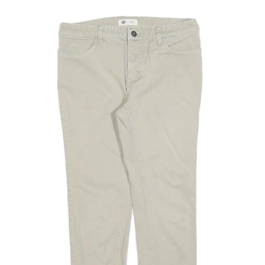 DICKIES Womens Cotton Blend Beige Slim Straight Trousers W30 L28 Stylish Comfort