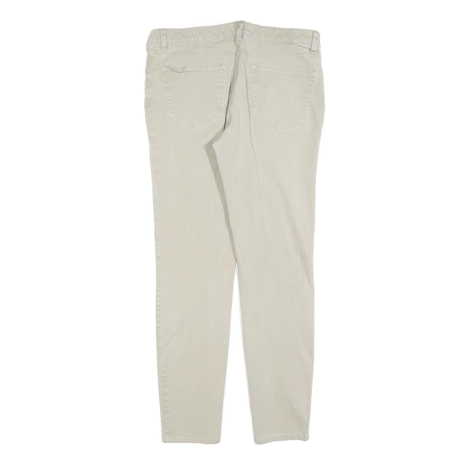 DICKIES Womens Cotton Blend Beige Slim Straight Trousers W30 L28 Stylish Comfort