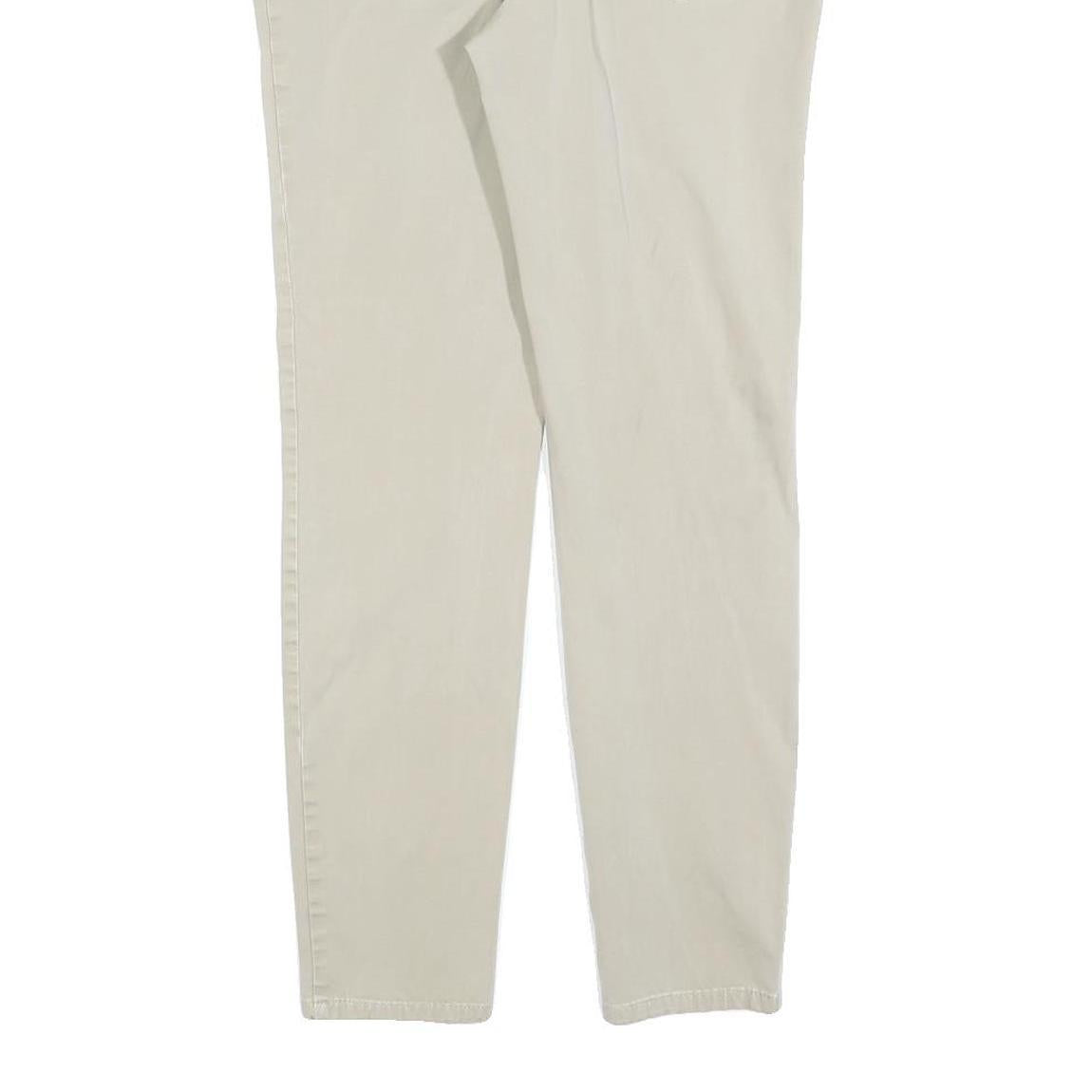 DICKIES Womens Cotton Blend Beige Slim Straight Trousers W30 L28 Stylish Comfort