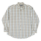 NAUTICA Mens Beige & White Checked Shirt XL Classic Cotton Blend Long Sleeve