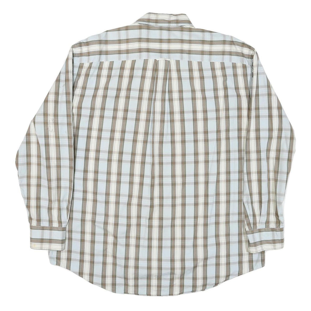 NAUTICA Mens Beige & White Checked Shirt XL Classic Cotton Blend Long Sleeve
