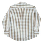 NAUTICA Mens Beige & White Checked Shirt XL Classic Cotton Blend Long Sleeve