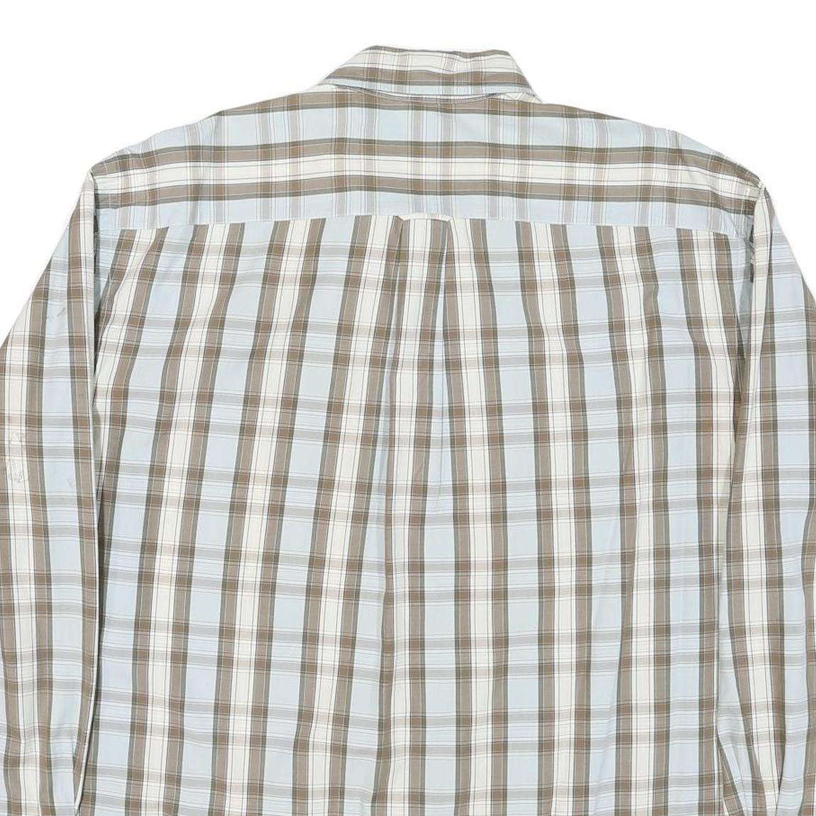 NAUTICA Mens Beige & White Checked Shirt XL Classic Cotton Blend Long Sleeve