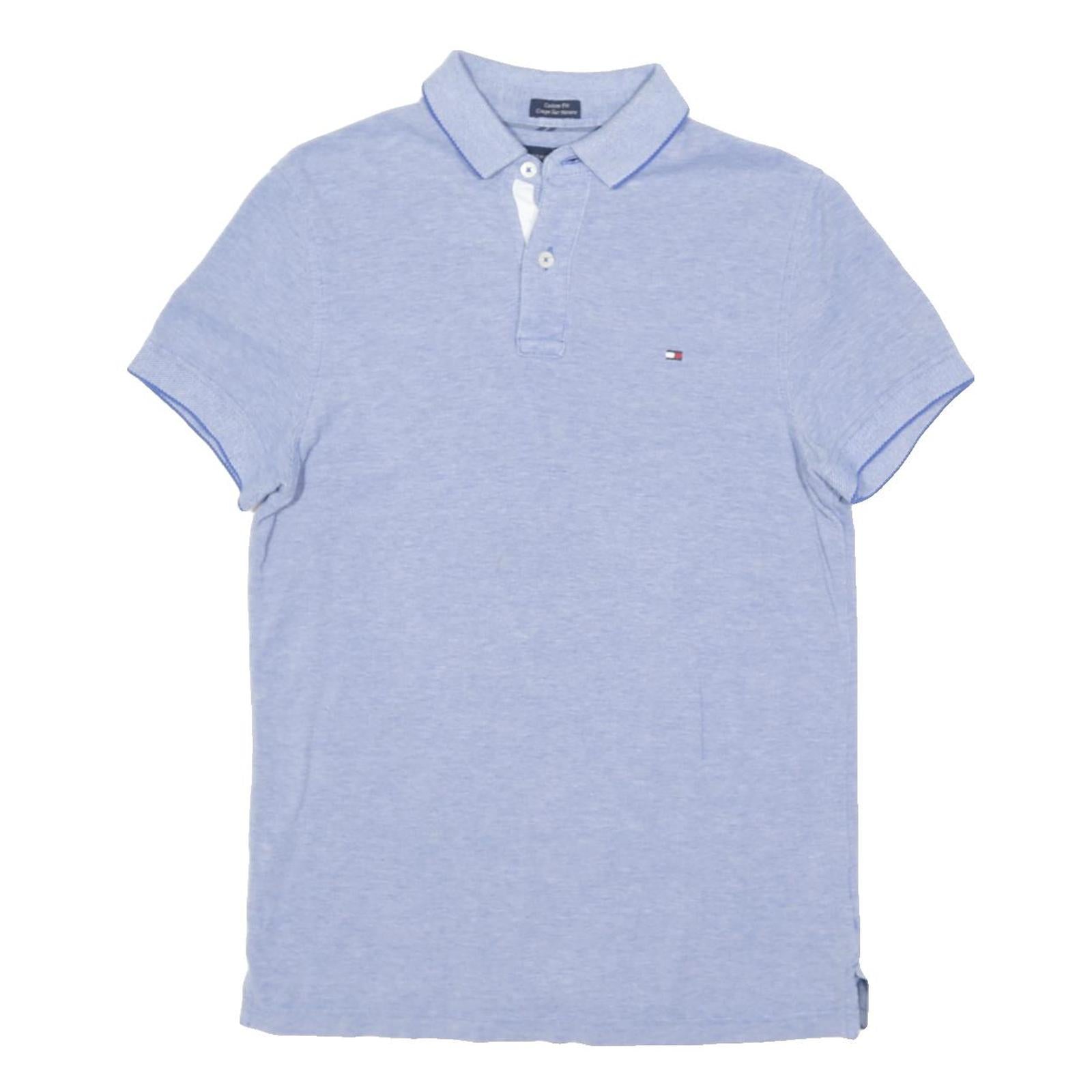 TOMMY HILFIGER Mens Blue Polo Shirt XS Cotton Blend Short Sleeve Classic Fit