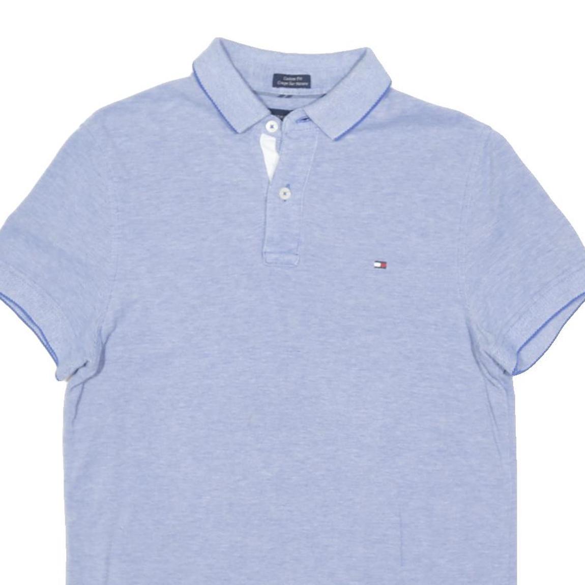 TOMMY HILFIGER Mens Blue Polo Shirt XS Cotton Blend Short Sleeve Classic Fit