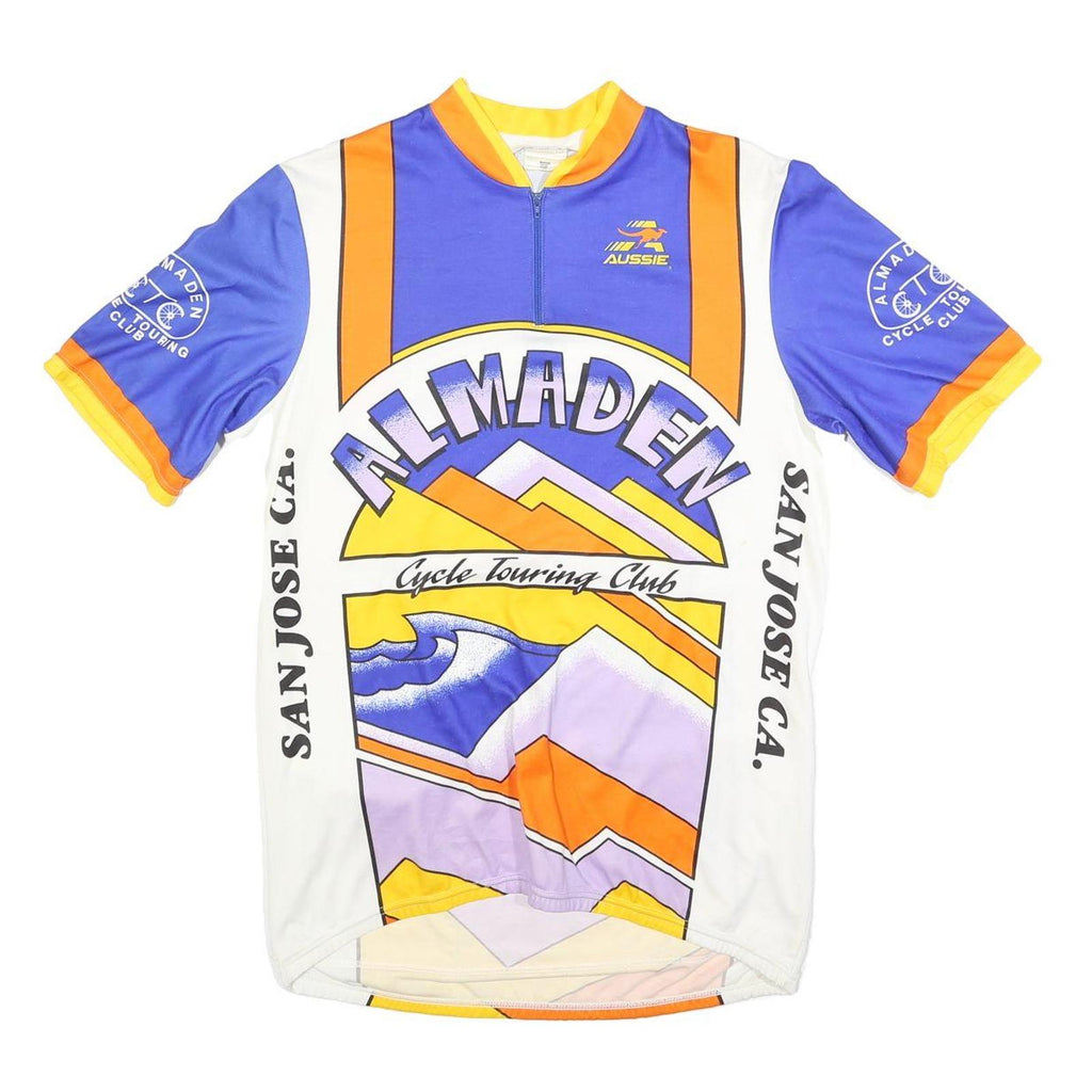 AUSSIE Mens Blue Orange & Yellow Almaden Cycle Touring Club Graphic T-Shirt XL