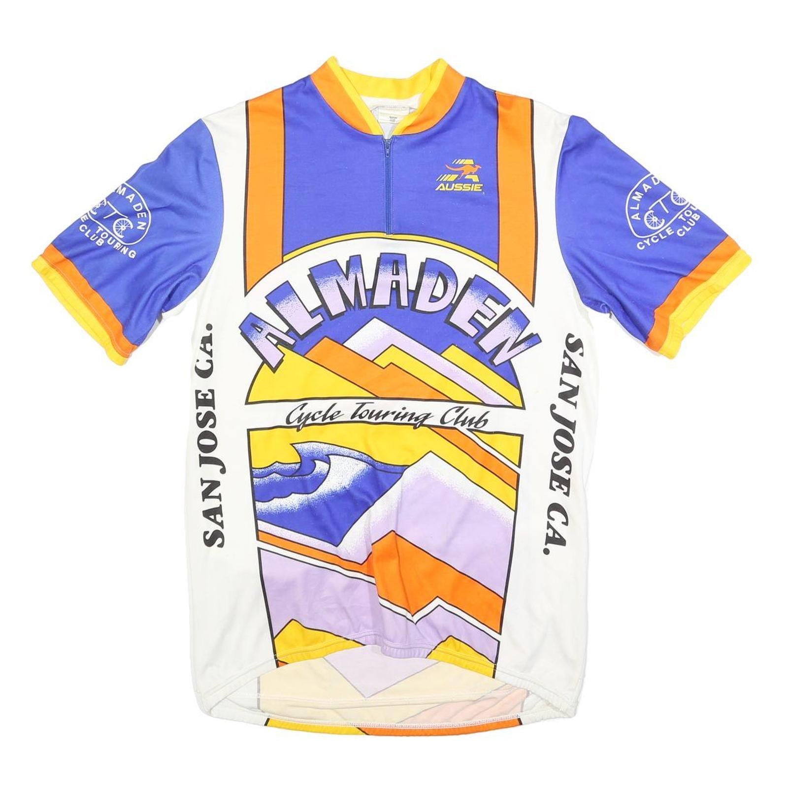 AUSSIE Mens Blue Orange & Yellow Almaden Cycle Touring Club Graphic T-Shirt XL