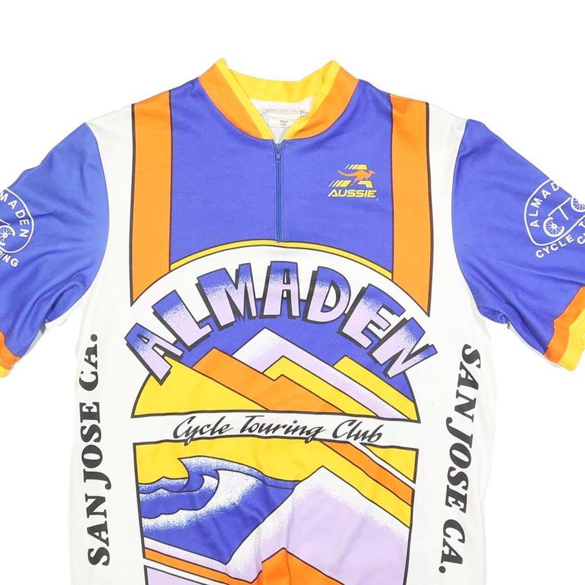 AUSSIE Mens Blue Orange & Yellow Almaden Cycle Touring Club Graphic T-Shirt XL