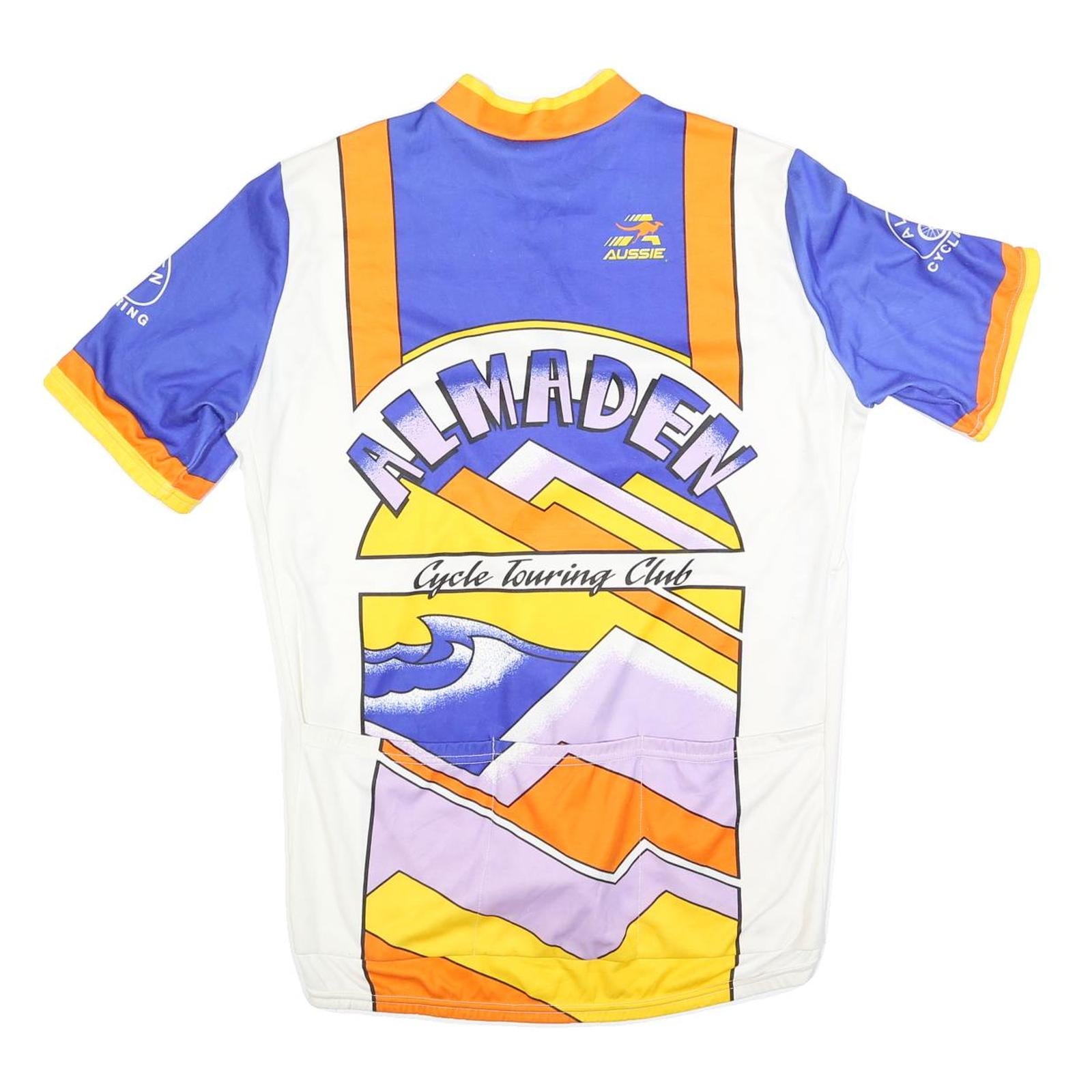 AUSSIE Mens Blue Orange & Yellow Almaden Cycle Touring Club Graphic T-Shirt XL