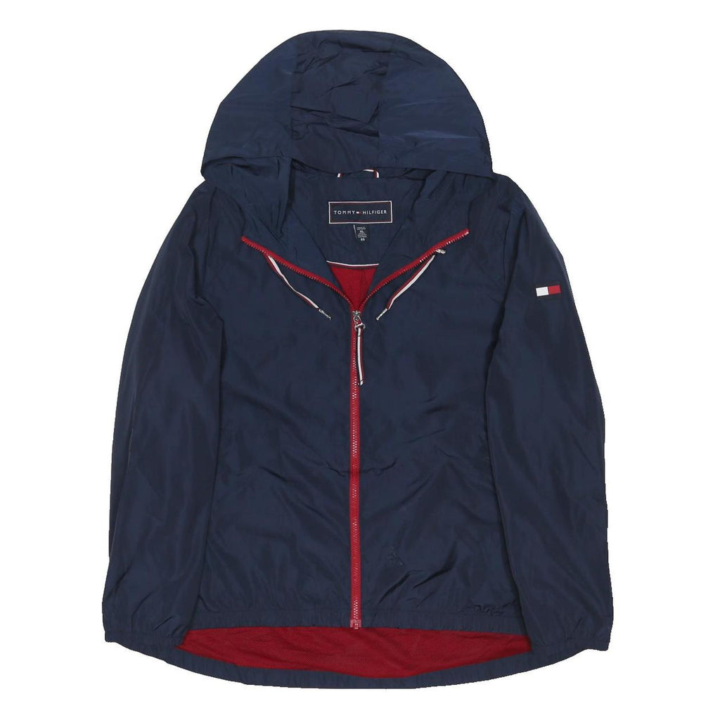 TOMMY HILFIGER Womens Blue Hooded Zip Jacket XL Polyester Plain
