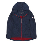 TOMMY HILFIGER Womens Blue Hooded Zip Jacket XL Polyester Plain