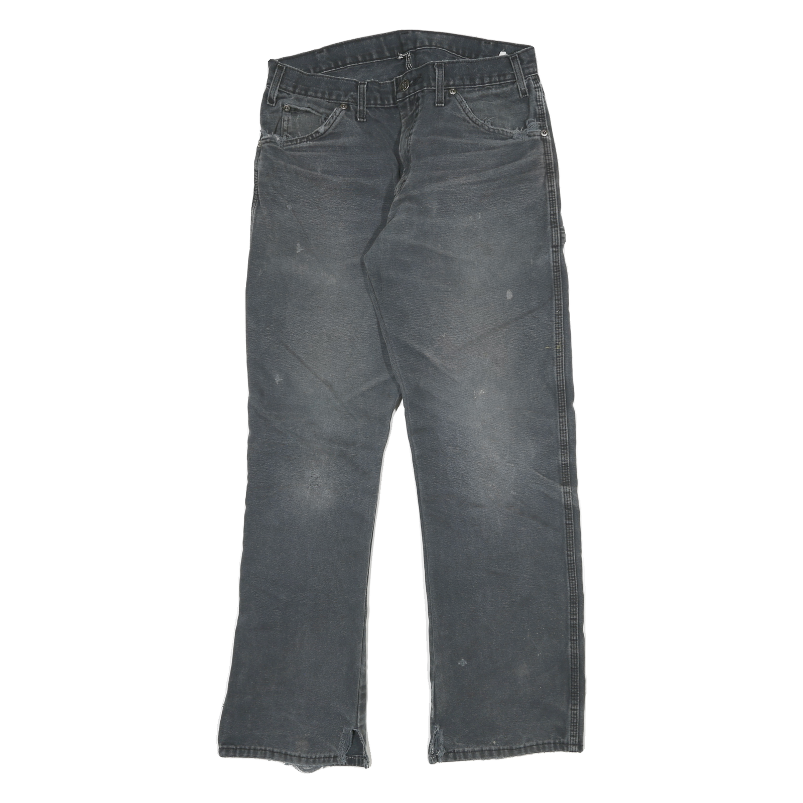 DICKIES Mens Regular Fit Straight Leg Denim Jeans Black W30 L30 Workwear