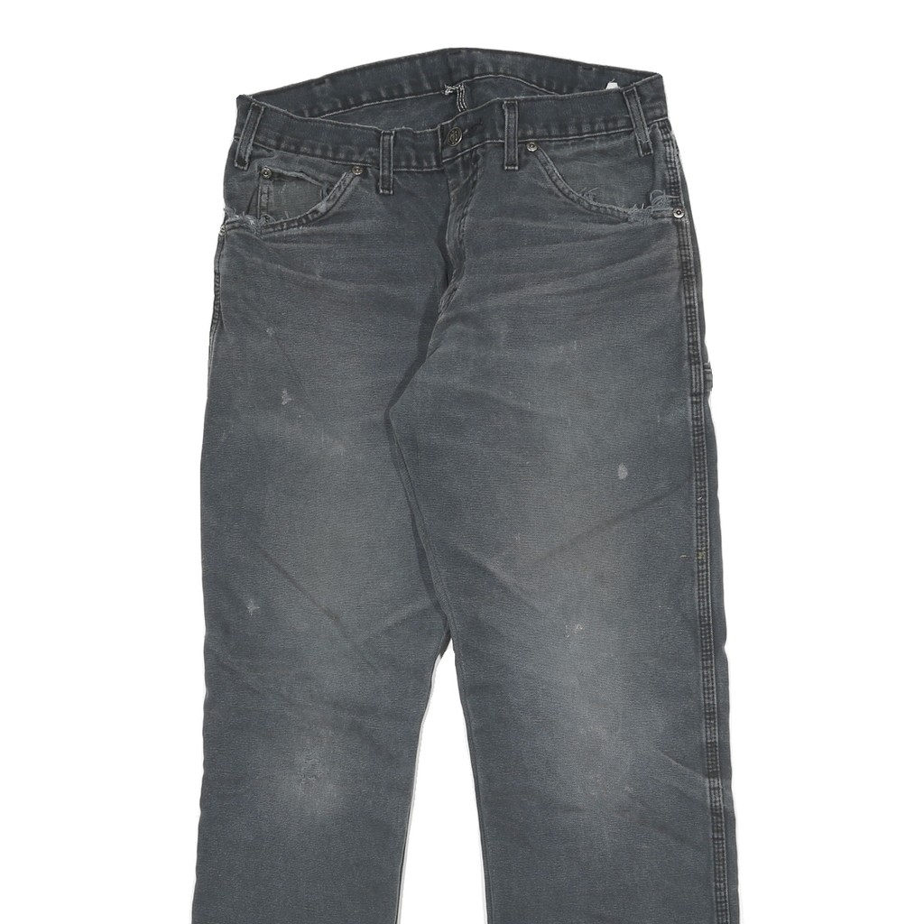 DICKIES Mens Regular Fit Straight Leg Denim Jeans Black W30 L30 Workwear