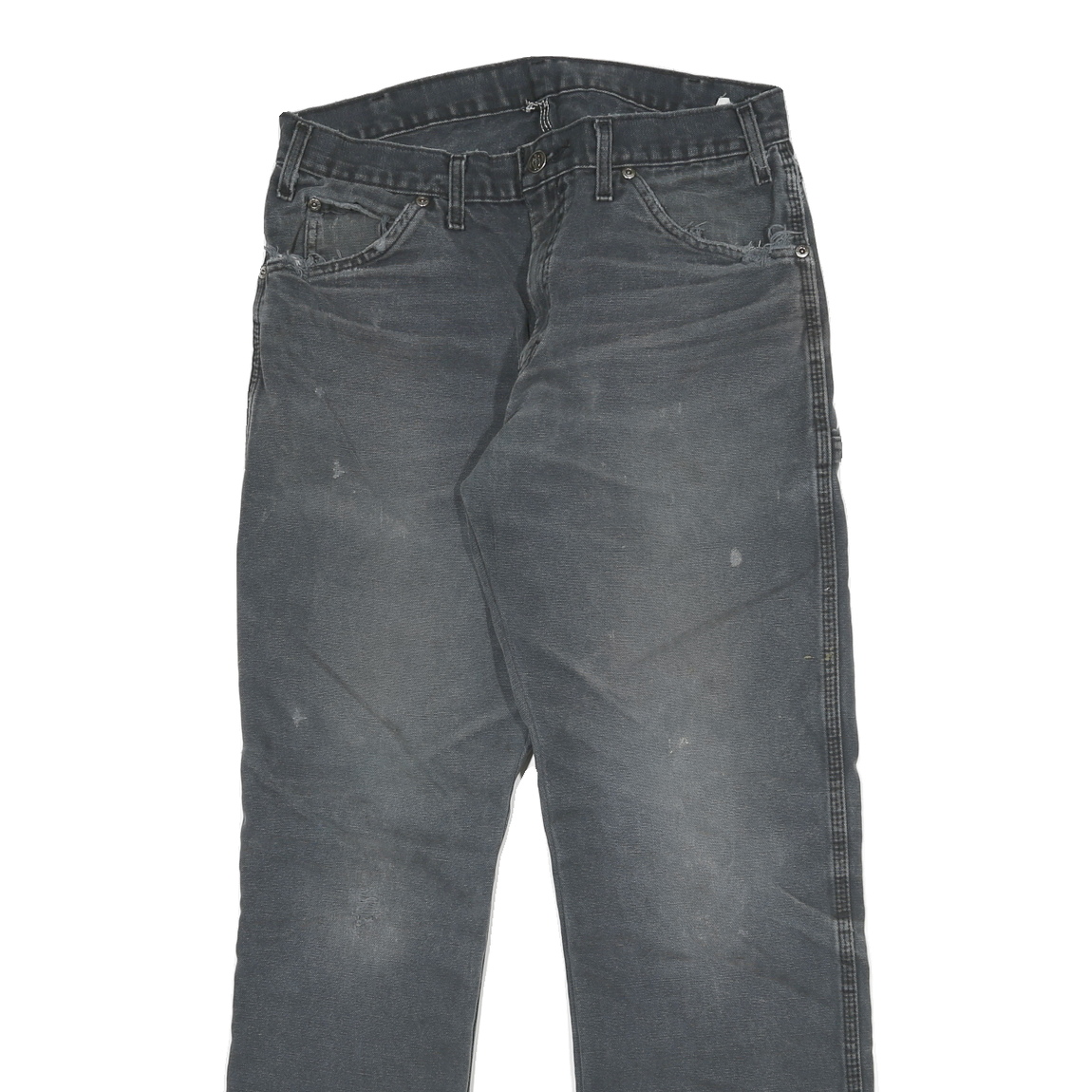 DICKIES Mens Regular Fit Straight Leg Denim Jeans Black W30 L30 Workwear