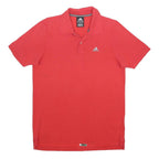 ADIDAS Mens Red Short Sleeve Polo Shirt Plain Pattern M Button Collar Cotton