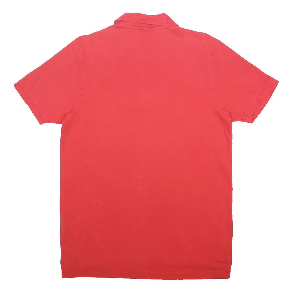 ADIDAS Mens Red Short Sleeve Polo Shirt Plain Pattern M Button Collar Cotton