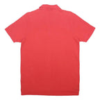 ADIDAS Mens Red Short Sleeve Polo Shirt Plain Pattern M Button Collar Cotton