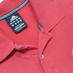 ADIDAS Mens Red Short Sleeve Polo Shirt Plain Pattern M Button Collar Cotton