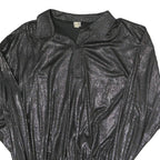 HEBERT Womens Black Printed Sports Top Long Sleeve Collared M Shiny