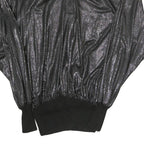 HEBERT Womens Black Printed Sports Top Long Sleeve Collared M Shiny