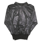 HEBERT Womens Black Printed Sports Top Long Sleeve Collared M Shiny