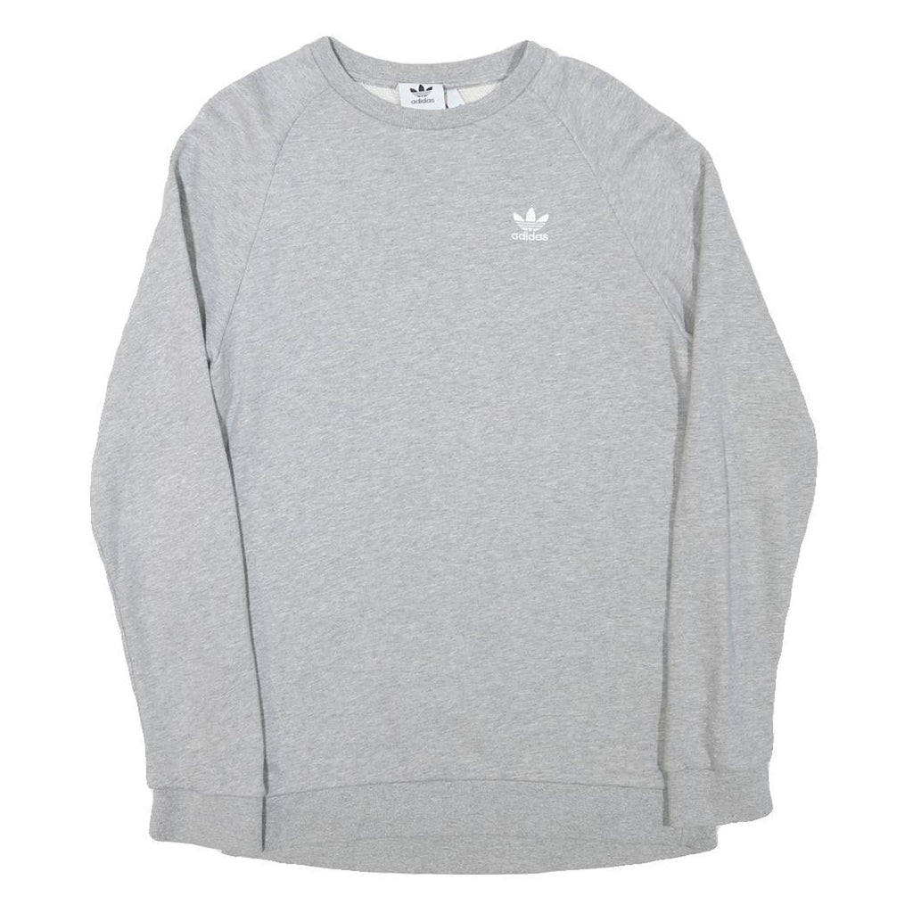 ADIDAS Mens Grey Cotton Blend Crew Neck Sweatshirt S Casual Lightweight Pullover