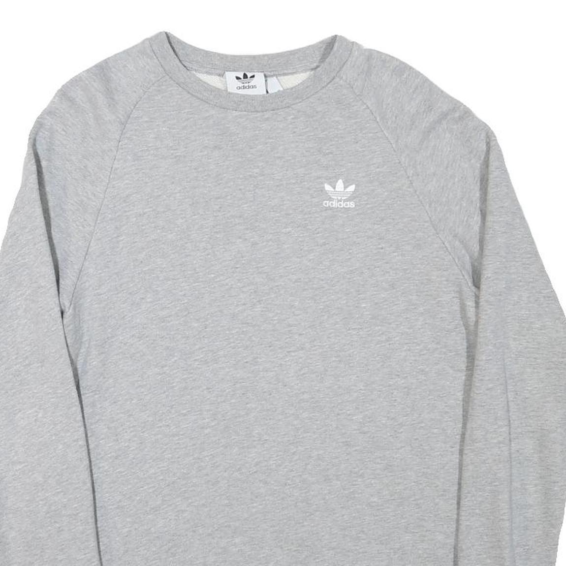 ADIDAS Mens Grey Cotton Blend Crew Neck Sweatshirt S Casual Lightweight Pullover