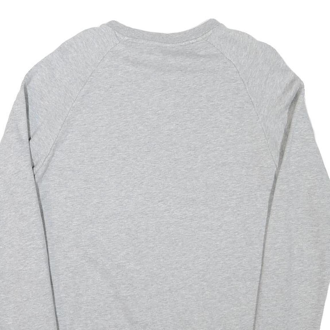 ADIDAS Mens Grey Cotton Blend Crew Neck Sweatshirt S Casual Lightweight Pullover