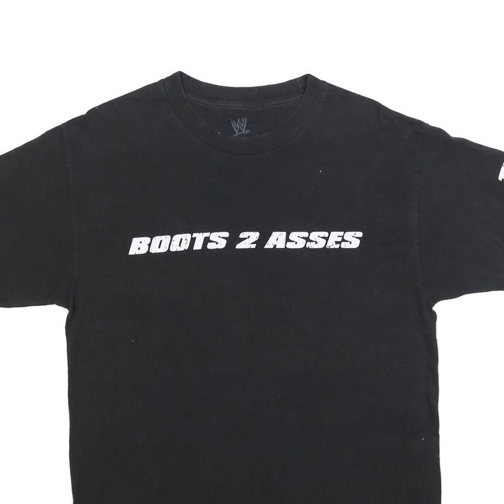 WWE Mens Black Boots 2 Asses Graphic T-Shirt M Short Sleeve Crew Neck