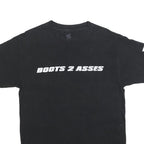 WWE Mens Black Boots 2 Asses Graphic T-Shirt M Short Sleeve Crew Neck