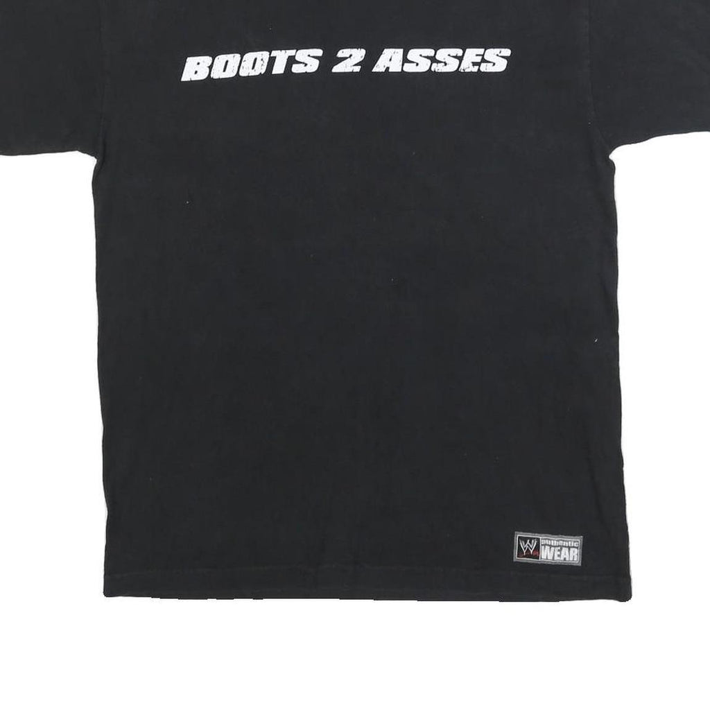 WWE Mens Black Boots 2 Asses Graphic T-Shirt M Short Sleeve Crew Neck