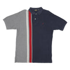 NAUTICA Mens Blue & Grey Cotton Polo Shirt L Short Sleeve Striped Casual