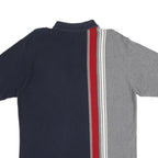 NAUTICA Mens Blue & Grey Cotton Polo Shirt L Short Sleeve Striped Casual