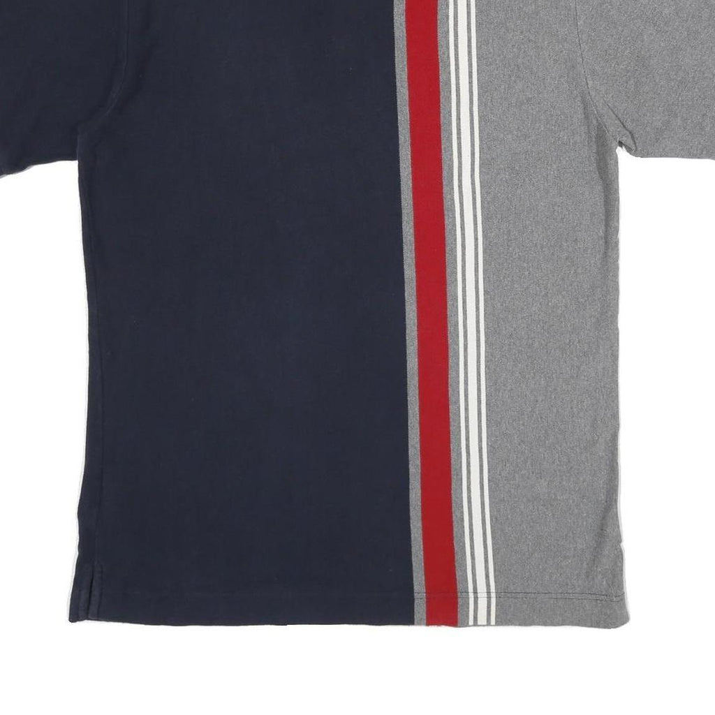 NAUTICA Mens Blue & Grey Cotton Polo Shirt L Short Sleeve Striped Casual