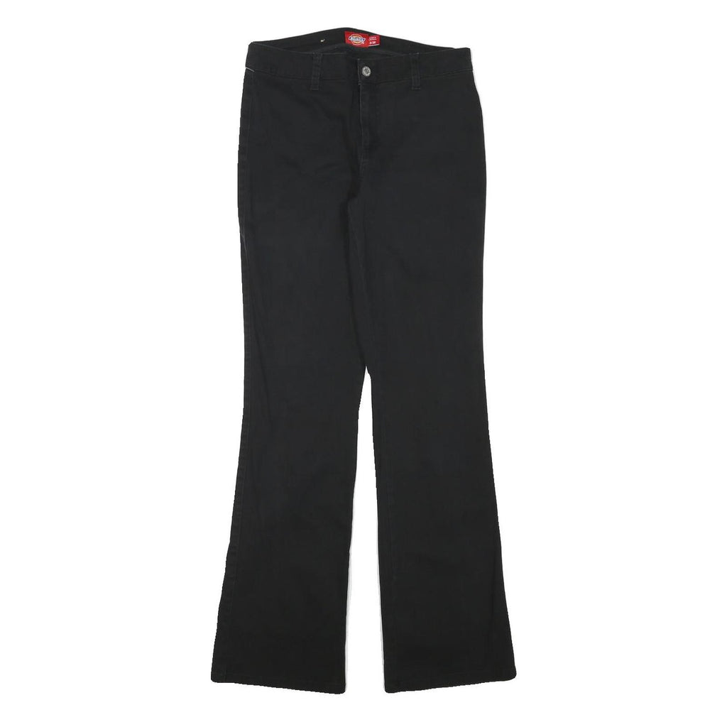 DICKIES Womens Cotton Blend Black Regular Fit Flared Trousers W27 L30 Workwear