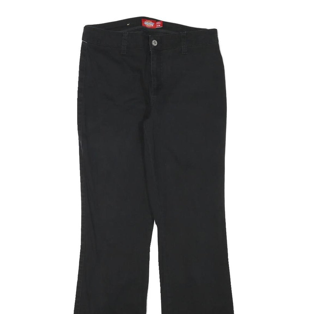 DICKIES Womens Cotton Blend Black Regular Fit Flared Trousers W27 L30 Workwear