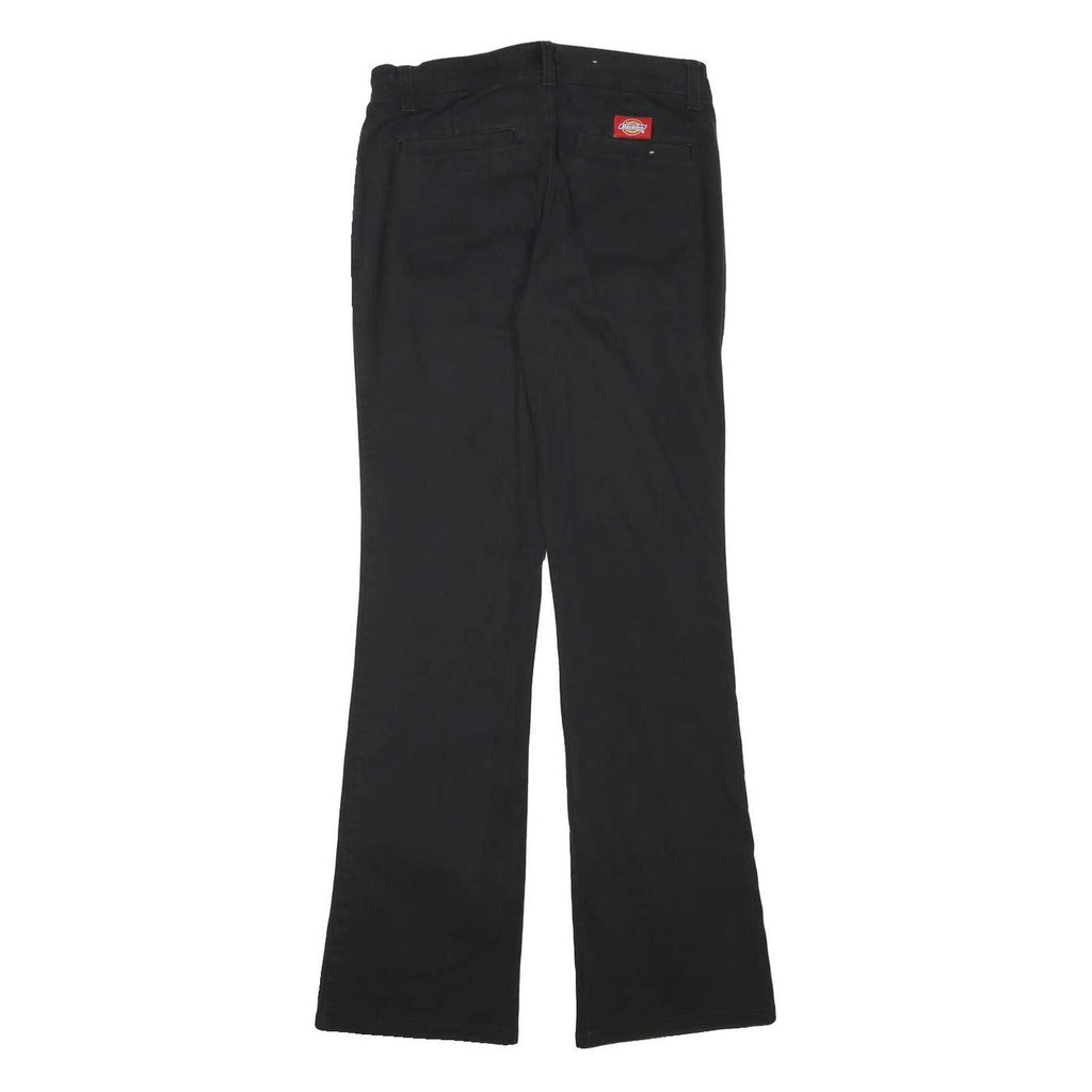 DICKIES Womens Cotton Blend Black Regular Fit Flared Trousers W27 L30 Workwear