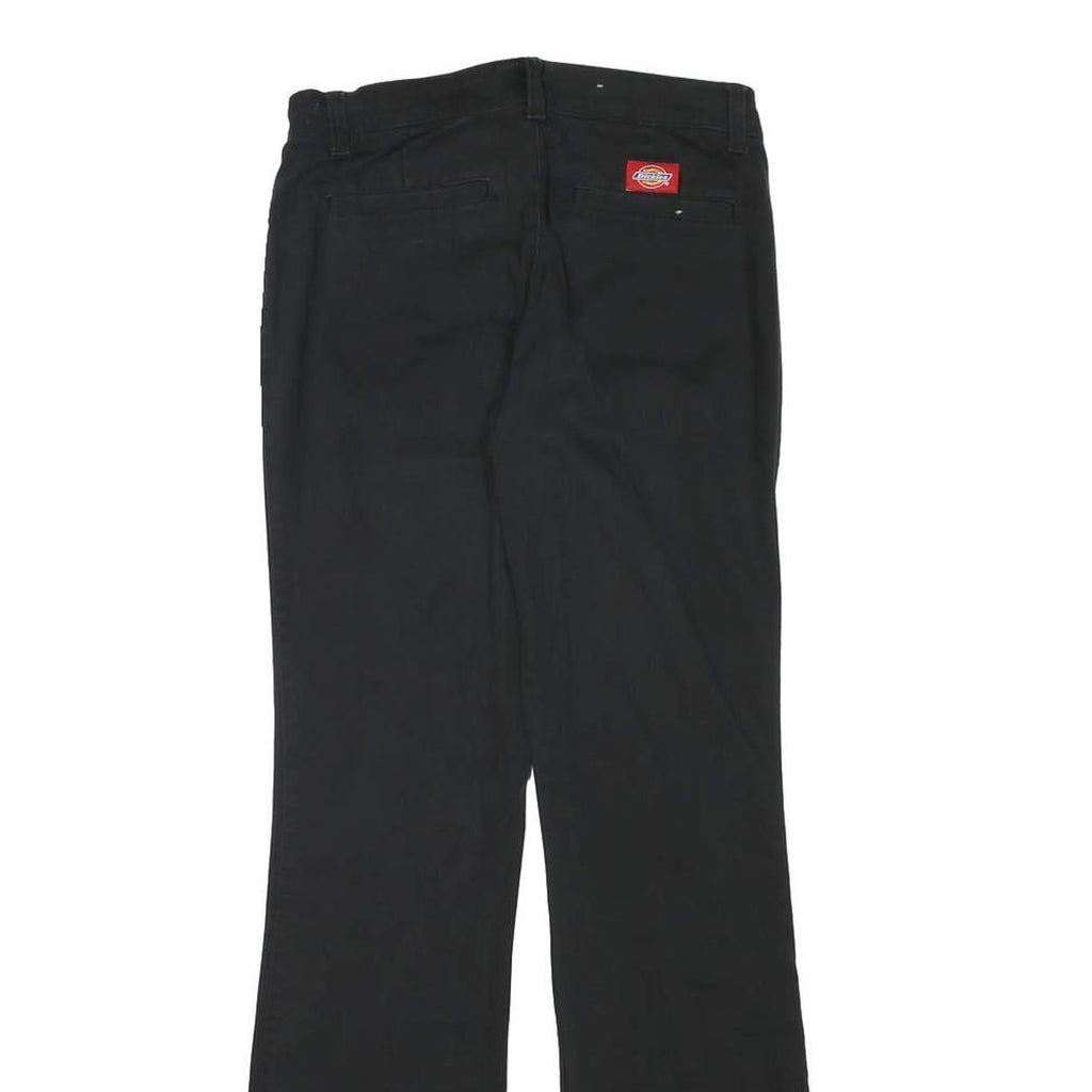 DICKIES Womens Cotton Blend Black Regular Fit Flared Trousers W27 L30 Workwear