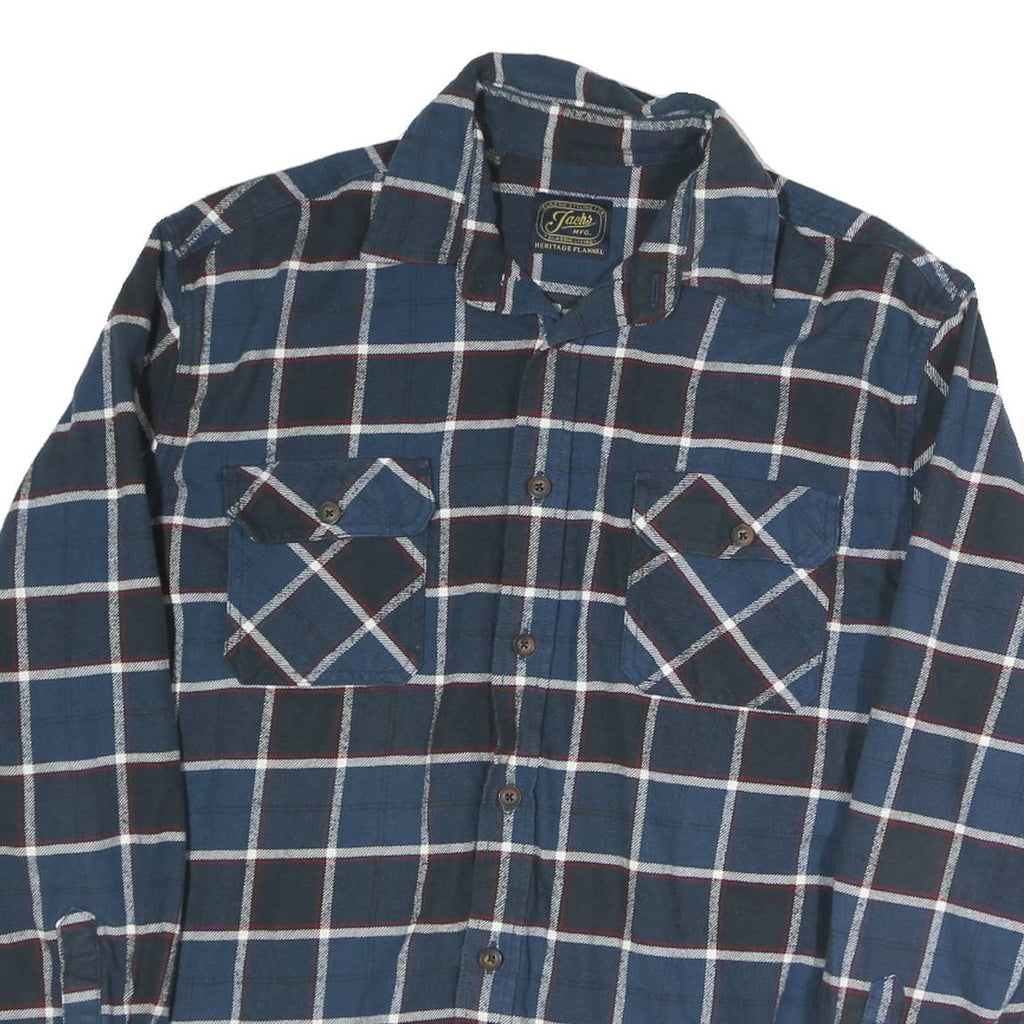 JACHS Mens Blue & Black Check Shirt L Cotton Vintage Flannel Casual