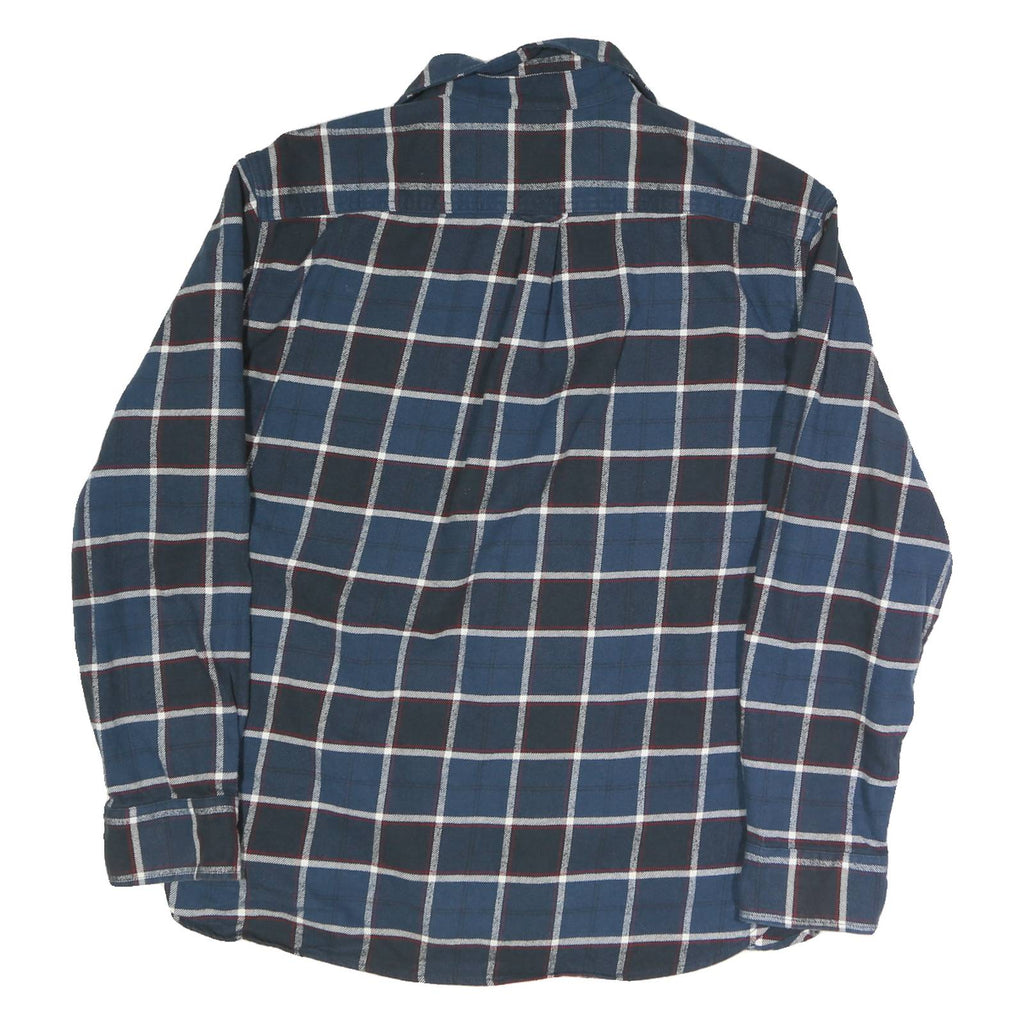 JACHS Mens Blue & Black Check Shirt L Cotton Vintage Flannel Casual