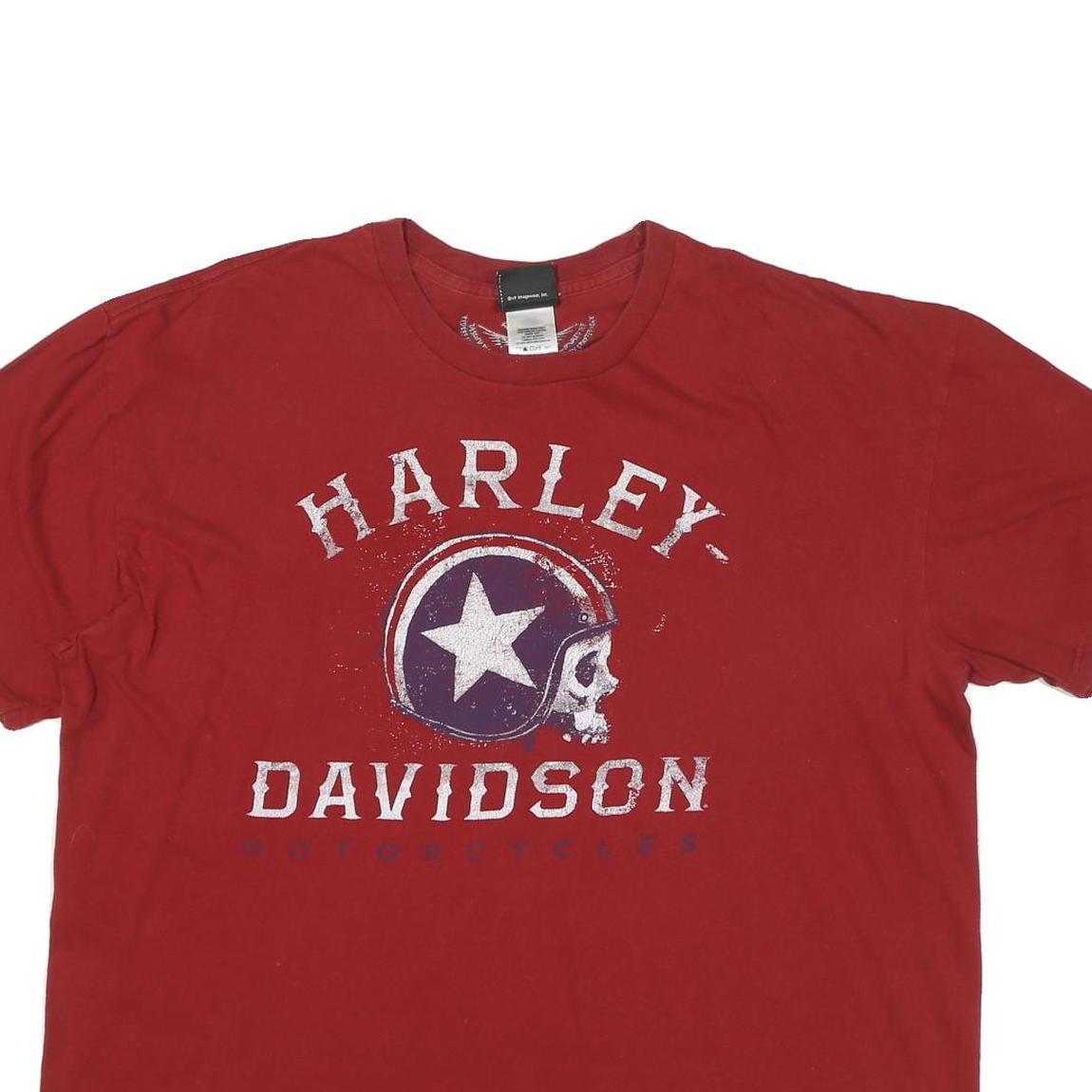 HARLEY DAVIDSON Mens Red Graphic T-Shirt XL Short Sleeve Crew Neck Motorcycle