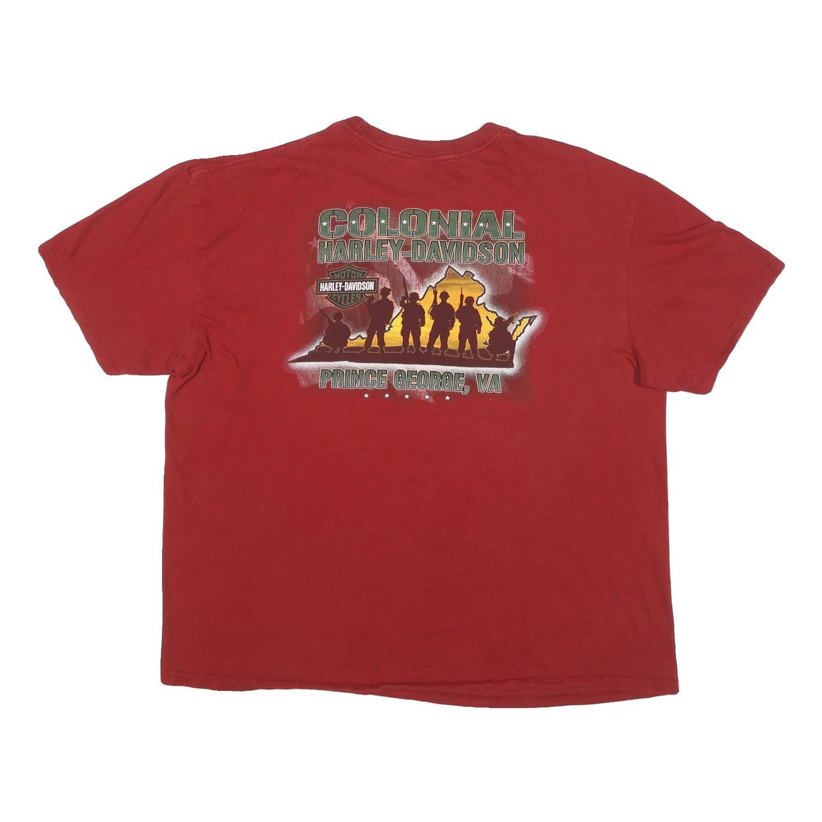 HARLEY DAVIDSON Mens Red Graphic T-Shirt XL Short Sleeve Crew Neck Motorcycle