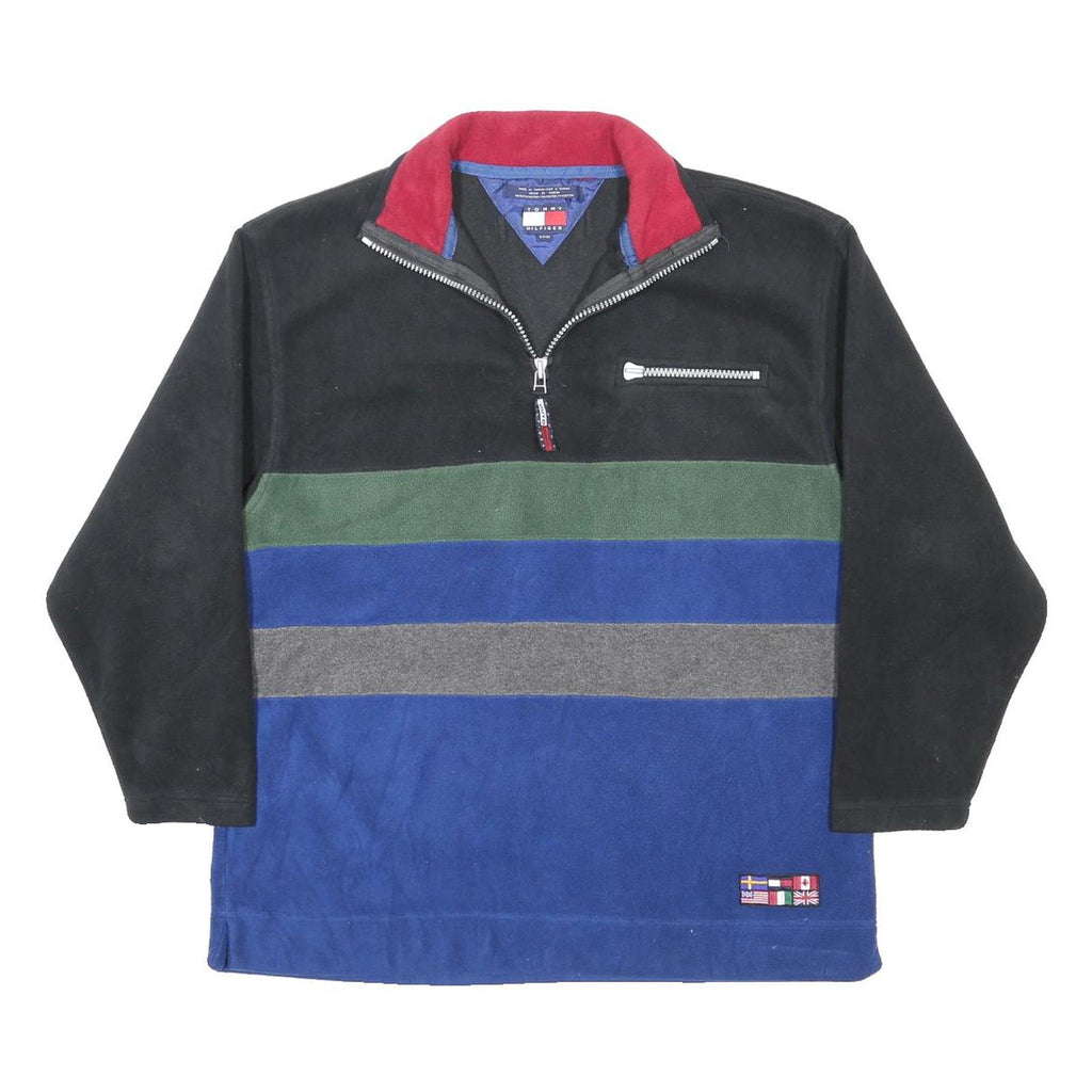 TOMMY HILFIGER Mens Black Green Blue Grey Colourblock Patterned V-Neck Pullover