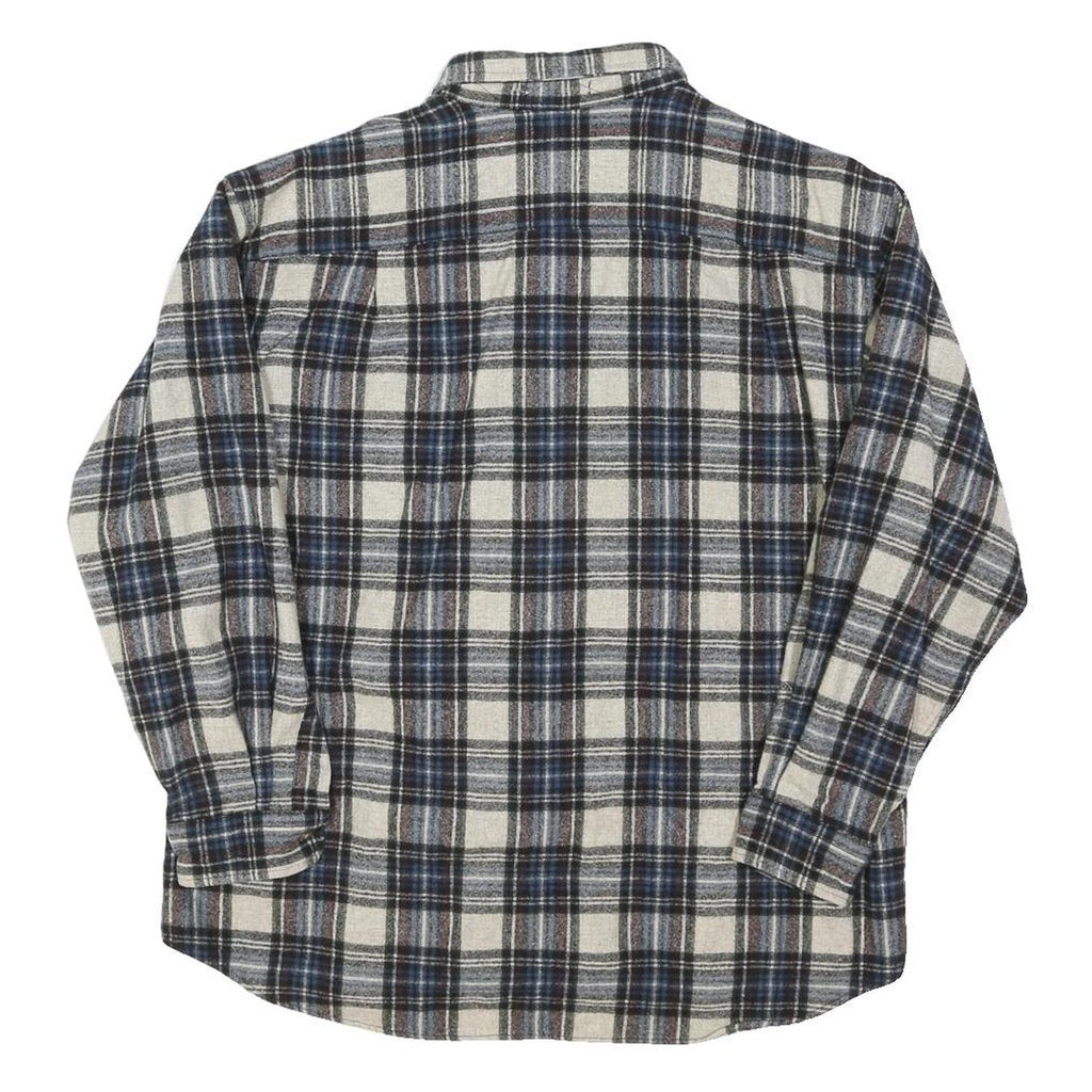 PENDLETON Mens Blue Black & Beige Wool Plaid Shirt XL Long Sleeve Button Shirt