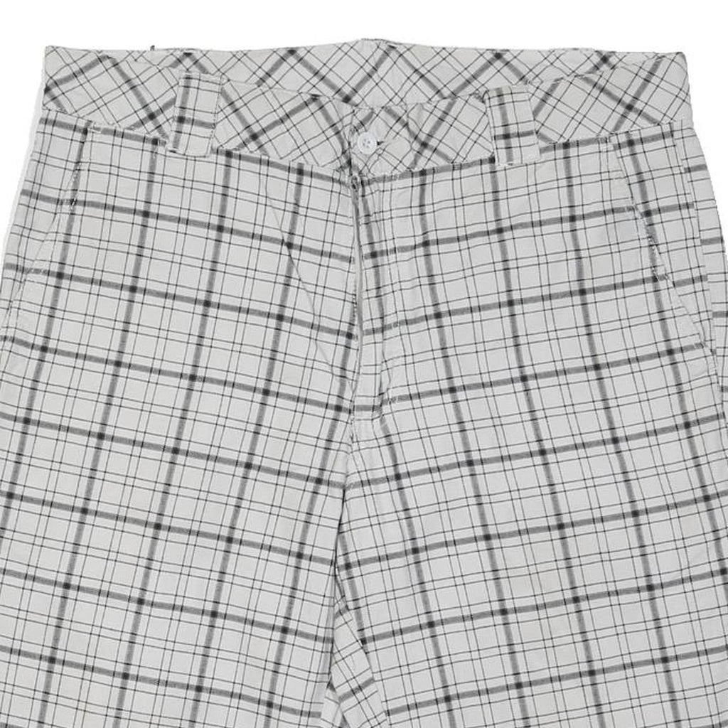 DICKIES Mens White & Grey Checked Casual Shorts L W36 Cotton Blend