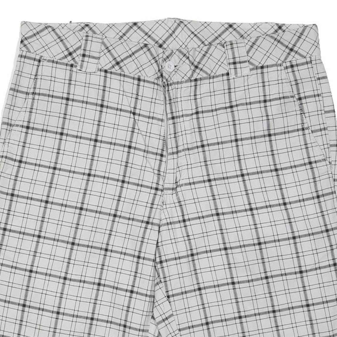 DICKIES Mens White & Grey Checked Casual Shorts L W36 Cotton Blend