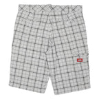 DICKIES Mens White & Grey Checked Casual Shorts L W36 Cotton Blend