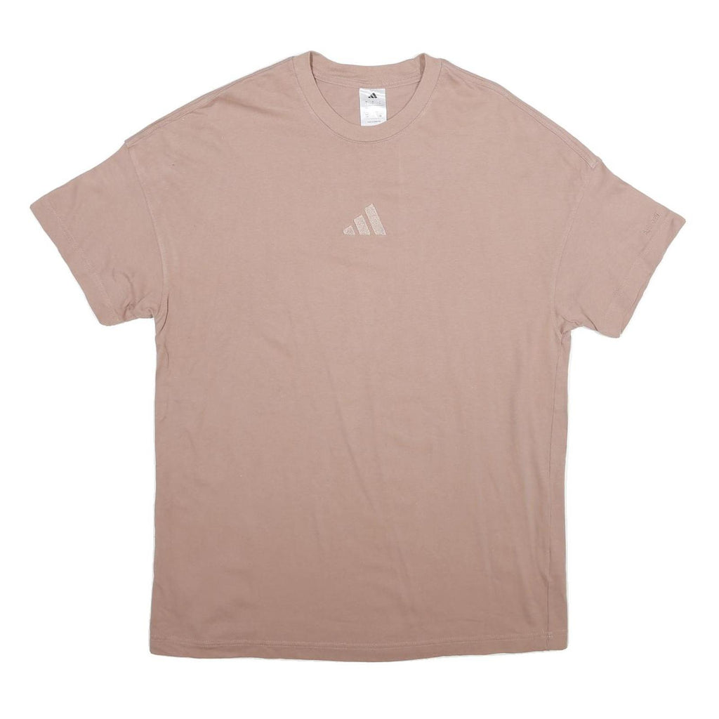 ADIDAS Mens Beige Crew Neck Cotton T-Shirt L Casual Sportswear