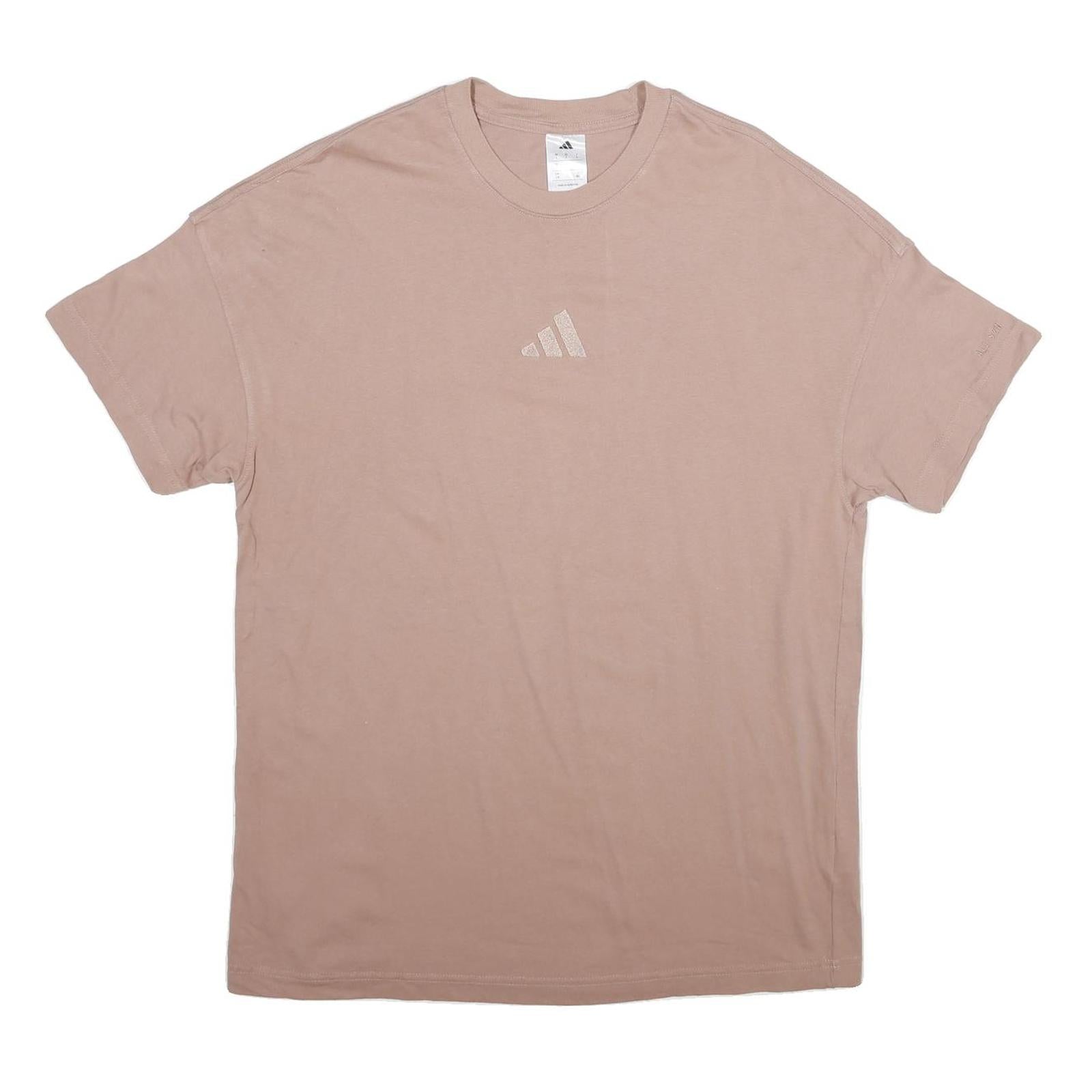 ADIDAS Mens Beige Crew Neck Cotton T-Shirt L Casual Sportswear